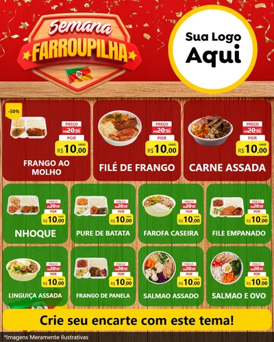 Modelo de Rede Social para Feed Instagram com o tema Semana Farroupilha para Restaurante