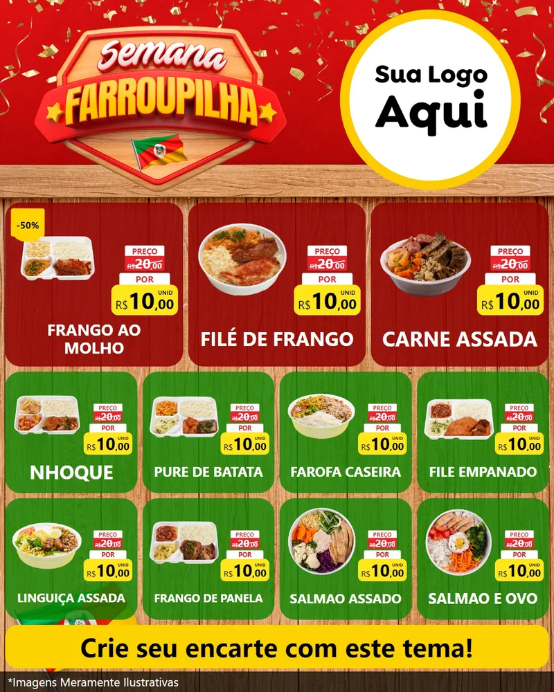Modelo de Rede Social para Feed Instagram com o tema Semana Farroupilha para Restaurante