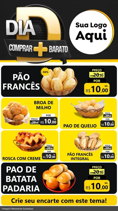 Modelo de TV para TV Vertical com o tema Dia D Mais Economia para Padaria