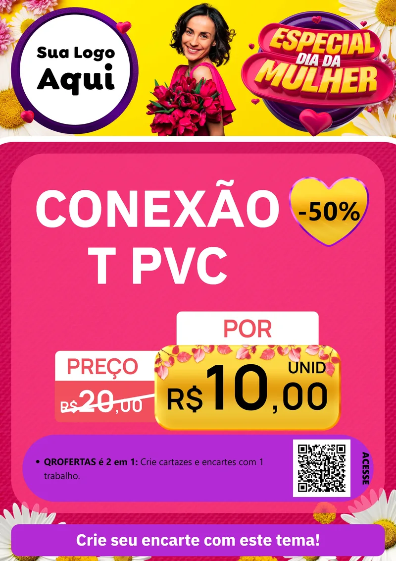 Modelo de Cartaz para Cartaz A4 Vertical com o tema Especial Dia da Mulher para Tubos e conexões