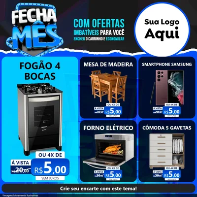 Modelo de Rede Social para Feed Facebook com o tema Fecha Mês para Móveis e Eletro