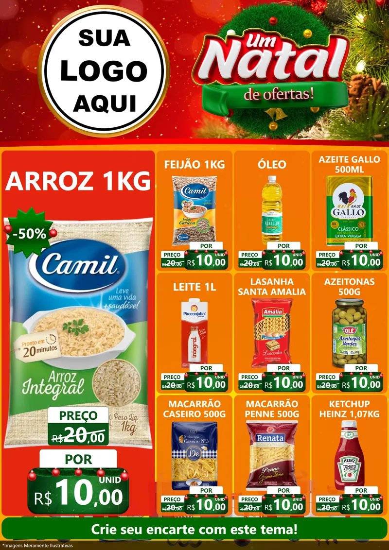Modelo de Encarte para Encarte A4 Vertical com o tema Um Natal de Ofertas para Supermercado