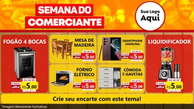 Modelo de TV para TV Horizontal com o tema Semana do Comerciante para Móveis e Eletro