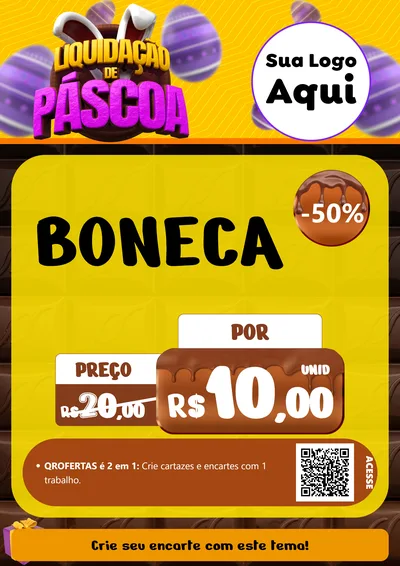 Modelo de Cartaz para Cartaz A4 Vertical com o tema Liquidação de Páscoa para Brinquedos