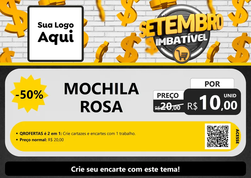 Modelo de Cartaz para Cartaz A4 Horizontal com o tema Setembro Imbatível para Papelaria