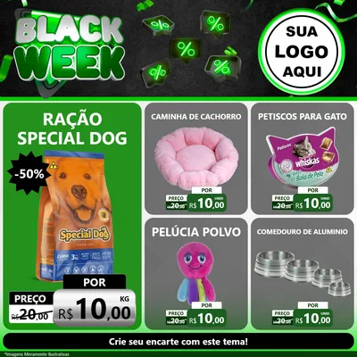 Modelo de Rede Social para Feed Facebook com o tema Black Week para Pet Shop