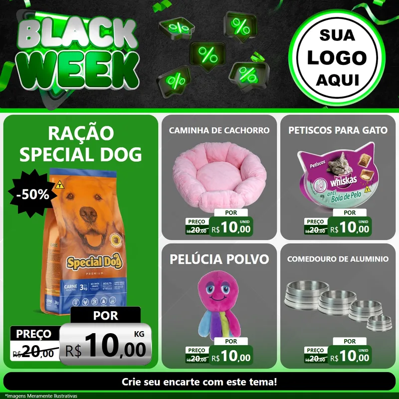 Modelo de Rede Social para Feed Facebook com o tema Black Week para Pet Shop