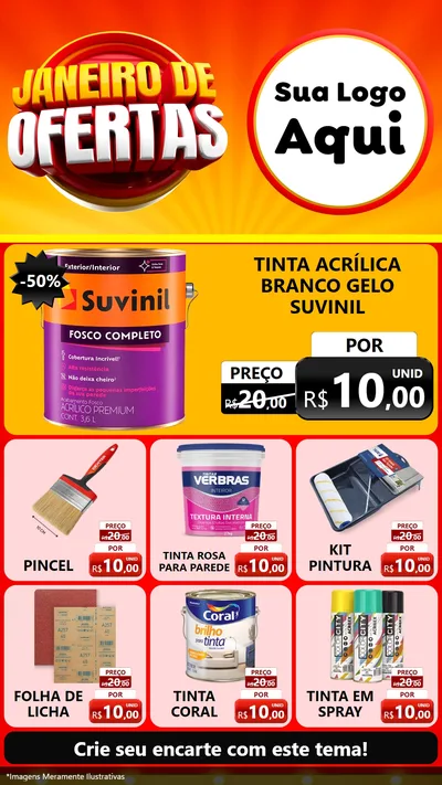 Modelo de Rede Social para Stories com o tema Janeiro de Ofertas para Tintas e Ferramentas