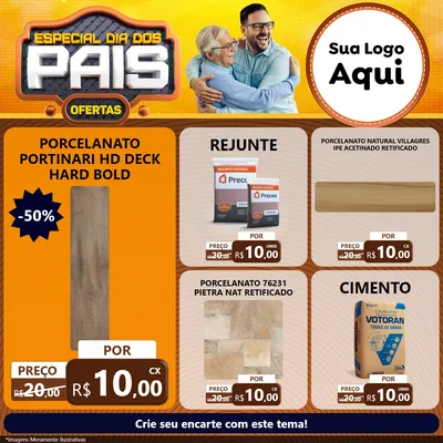 Modelo de Rede Social para Feed Facebook com o tema Especial Dia dos Pais para Pisos e revestimentos