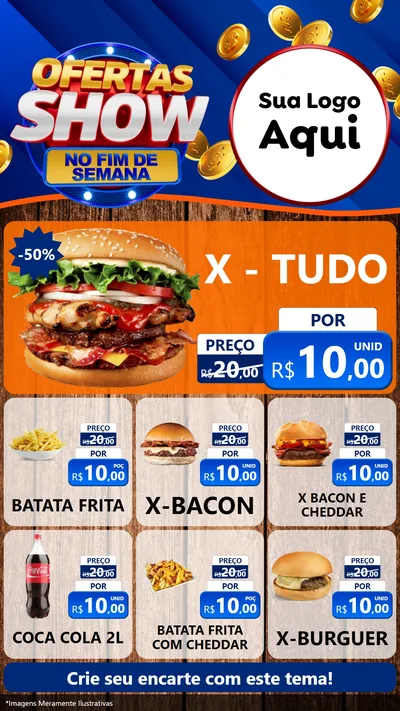 Modelo de Rede Social para Stories com o tema Ofertas Show No Fim De Semana para Hamburgueria