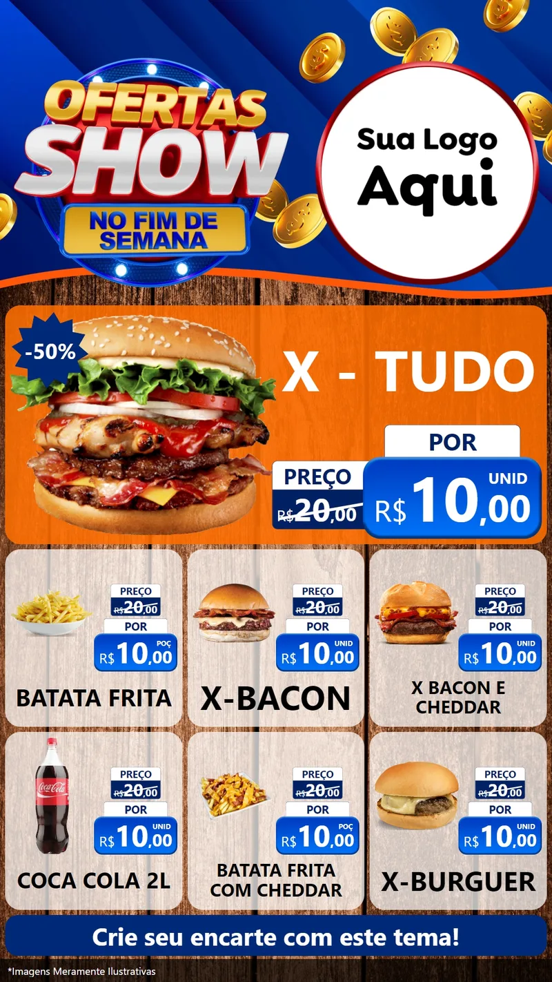 Modelo de Rede Social para Stories com o tema Ofertas Show No Fim De Semana para Hamburgueria