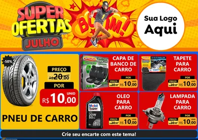 Modelo de Encarte para Encarte A4 Horizontal com o tema Super Ofertas Julho para Auto peças