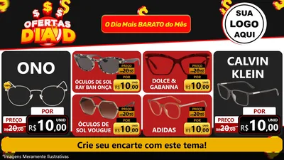 Modelo de TV para TV Horizontal com o tema Ofertas Dia D para Óticas