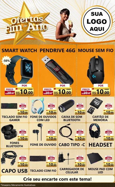 Modelo de Encarte para Encarte Grande com o tema Ofertas Fim de Ano para Informática