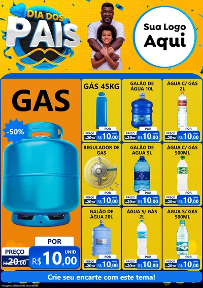 Modelo de Encarte para Encarte A4 Vertical com o tema Dia dos Pais para Água e gás