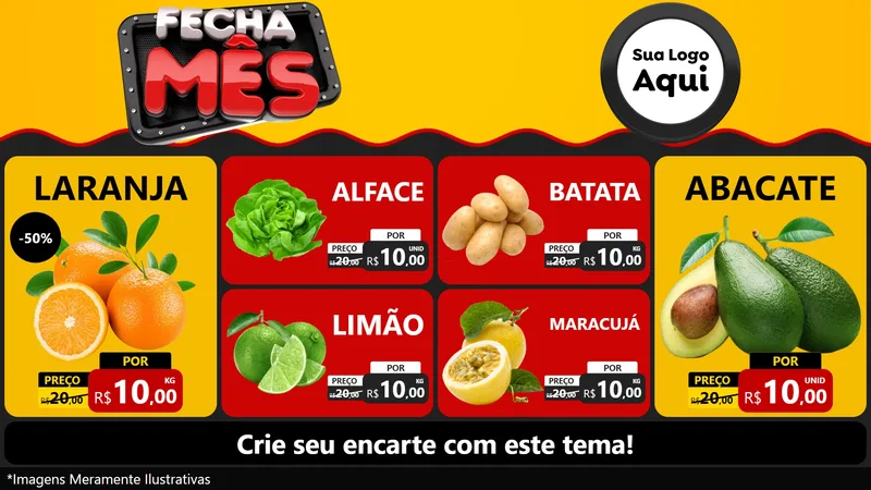 Modelo de TV para TV Horizontal com o tema Fecha Mês para Hortifrúti