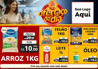 Modelo de Encarte para Encarte A4 Horizontal com o tema Ofertaço Do Dia para Supermercado