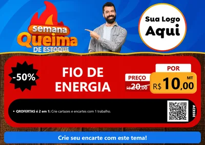 Modelo de Cartaz para Cartaz A4 Horizontal com o tema Semana Queima de Estoque para Materiais Elétricos