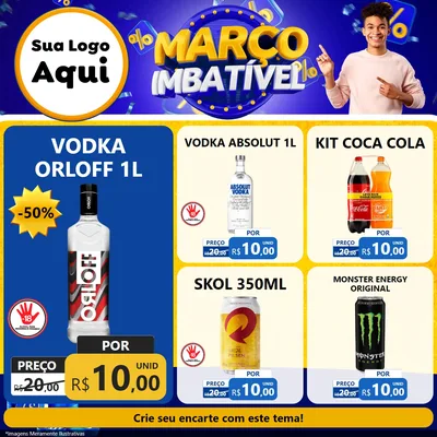 Modelo de Rede Social para Feed Facebook com o tema Março Imbatível para Distribuidora de bebidas