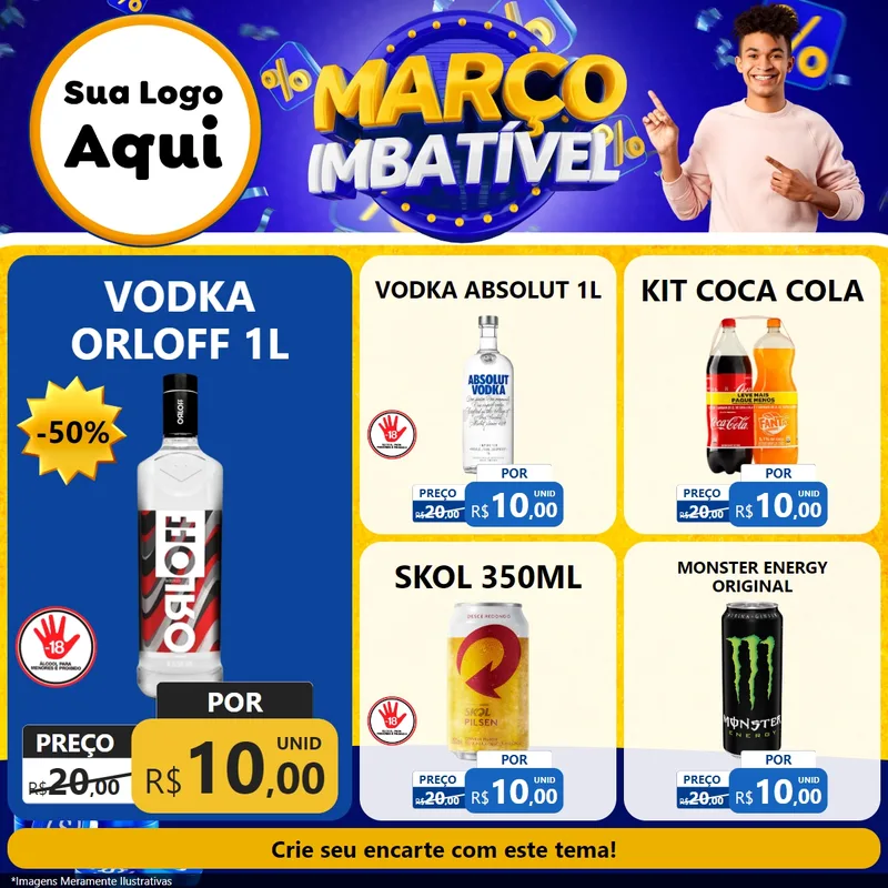 Modelo de Rede Social para Feed Facebook com o tema Março Imbatível para Distribuidora de bebidas