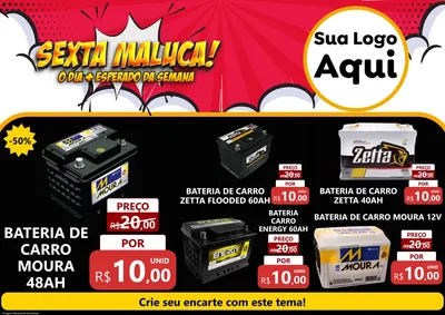 Modelo de Encarte para Encarte A4 Horizontal com o tema Sexta Maluca! para Baterias Elétricas