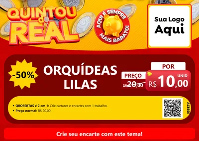 Modelo de Cartaz para Cartaz A4 Horizontal com o tema Quintou do Real para Floricultura e jardim