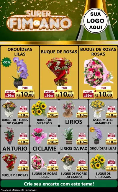 Modelo de Encarte para Encarte Grande com o tema Super Fim de Ano para Floricultura e jardim