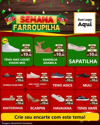 Modelo de Rede Social para Feed Instagram com o tema Semana Farroupilha para Calçados