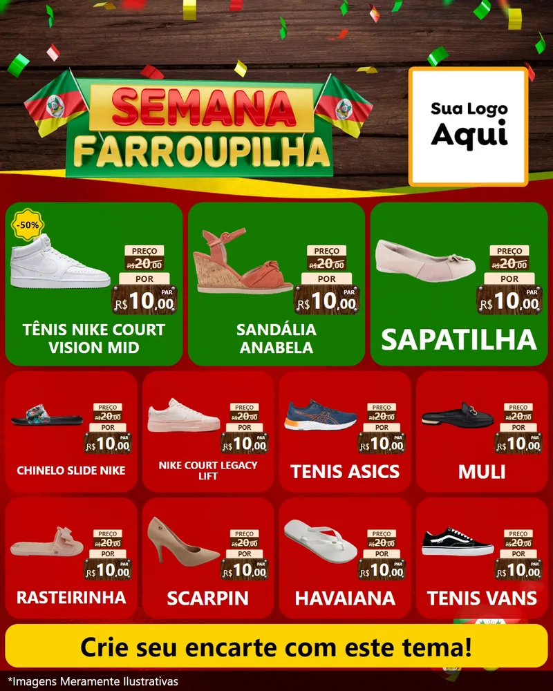 Modelo de Rede Social para Feed Instagram com o tema Semana Farroupilha para Calçados