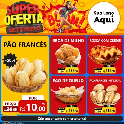 Modelo de Rede Social para Feed Facebook com o tema Super Oferta Setembro para Padaria