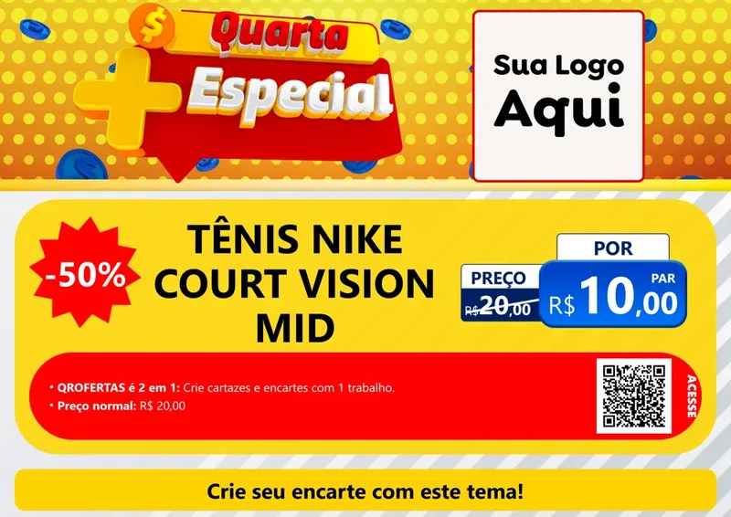 Modelo de Cartaz para Cartaz A4 Horizontal com o tema Quarta Mais Especial para Calçados