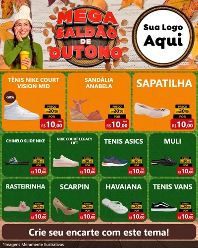 Modelo de Rede Social para Feed Instagram com o tema Mega Saldão de Outono para Calçados