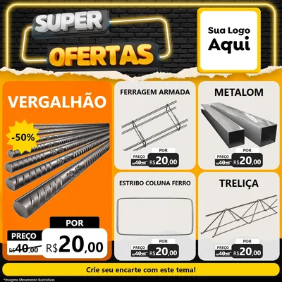 Modelo de Rede Social para Feed Facebook com o tema Super Ofertas para Ferragens