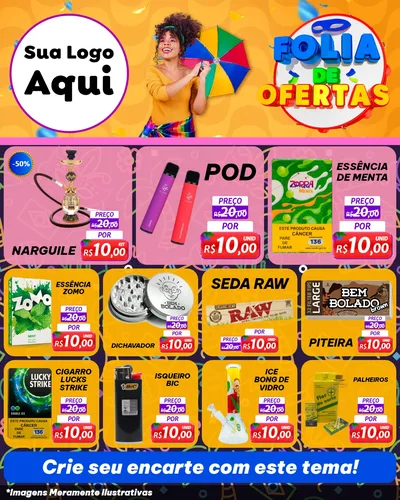 Modelo de Rede Social para Feed Instagram com o tema Folia de Ofertas para Tabacaria
