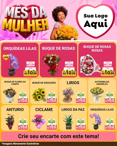 Modelo de Rede Social para Feed Instagram com o tema Mês da Mulher para Floricultura e jardim