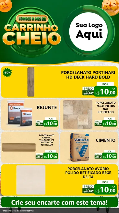 Modelo de TV para TV Vertical com o tema Carrinho Cheio para Pisos e revestimentos