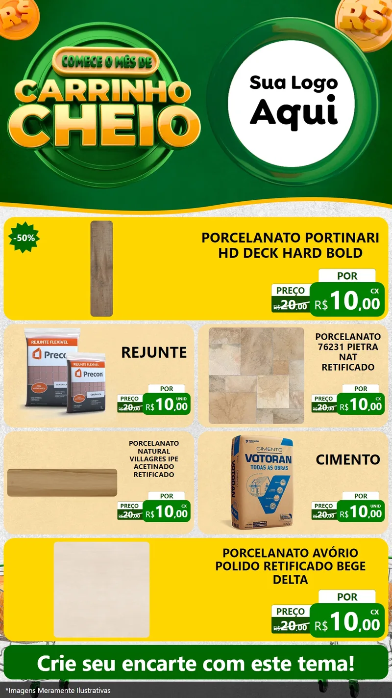 Modelo de TV para TV Vertical com o tema Carrinho Cheio para Pisos e revestimentos