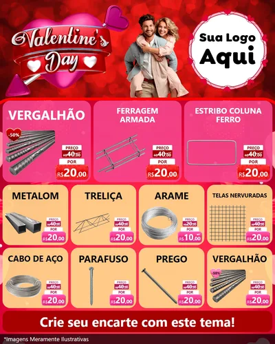Modelo de Rede Social para Feed Instagram com o tema Valentine's Day para Ferragens