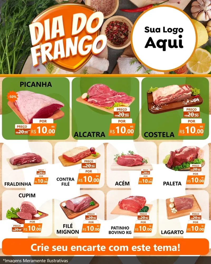 Modelo de Rede Social para Feed Instagram com o tema Dia do Frango para Açougue