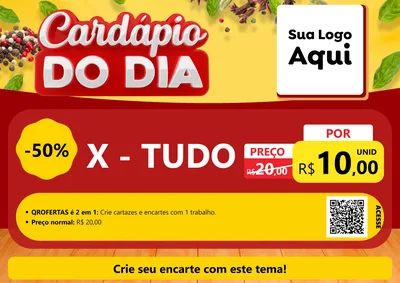 Modelo de Cartaz para Cartaz A4 Horizontal com o tema Cardápio do Dia para Hamburgueria