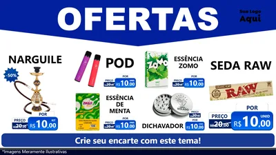 Modelo de TV para TV Horizontal com o tema Ofertas Azul Cartaz para Tabacaria