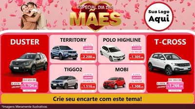 Modelo de TV para TV Horizontal com o tema Especial Dia Das Mães para Concessionaria de Carros