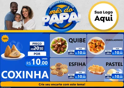 Modelo de Encarte para Encarte A4 Horizontal com o tema Ofertas Imperdíveis Mês Do Papai para Salgadaria