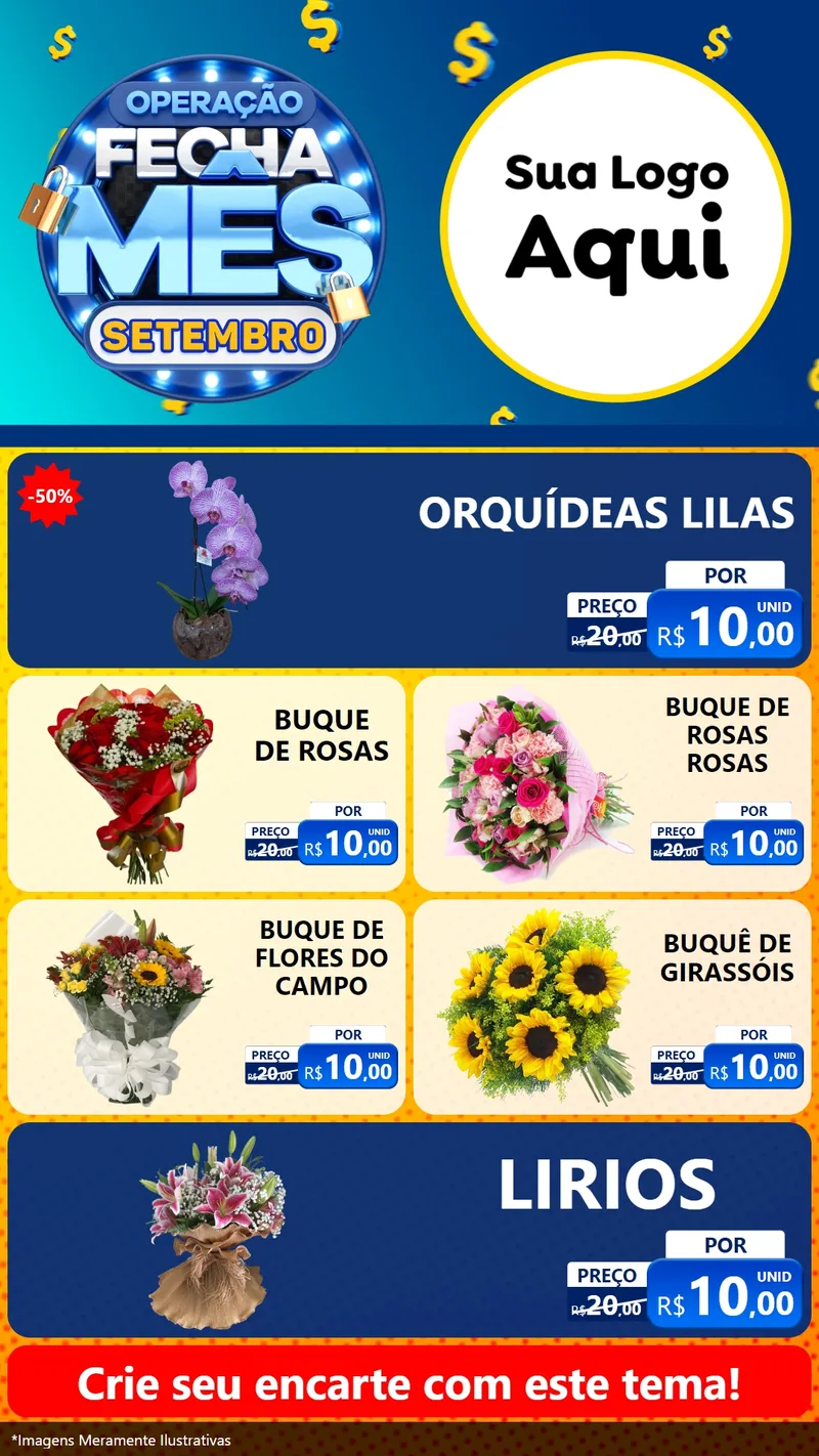 Modelo de TV para TV Vertical com o tema Operação Fecha Mês Setembro para Floricultura e jardim