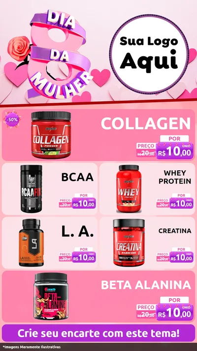Modelo de TV para TV Vertical com o tema Dia da Mulher para Suplementos alimentares