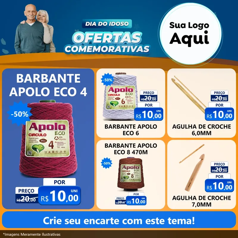 Modelo de Rede Social para Feed Facebook com o tema Dia do Idoso para Armarinho e Aviamentos