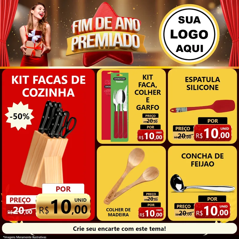 Modelo de Rede Social para Feed Facebook com o tema Fim de Ano Premiado para Utilidades Domésticas