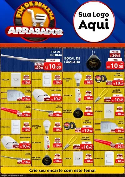 Modelo de Encarte para Encarte A4 Vertical com o tema Fim De Semana Arrasador para Materiais Elétricos