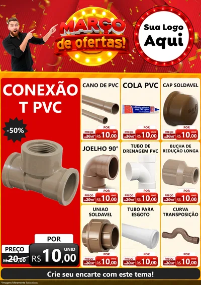 Modelo de Encarte para Encarte A4 Vertical com o tema Março de Ofertas! para Tubos e conexões
