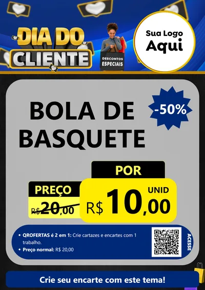 Modelo de Cartaz para Cartaz A4 Vertical com o tema Dia Do Cliente para Artigos Esportivos